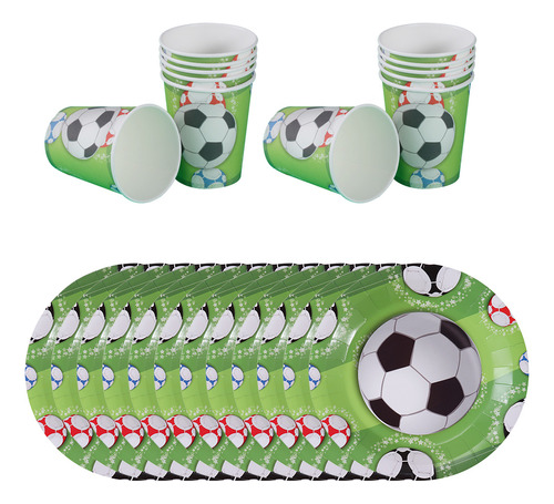 Set De Platos Desechables Para Fiestas De Fútbol Y Vasos Par