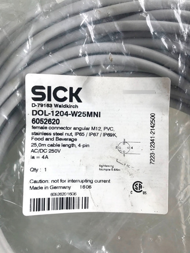 Sick Dol-1204-w25mni Cabo Com Conector Femea Angular M12