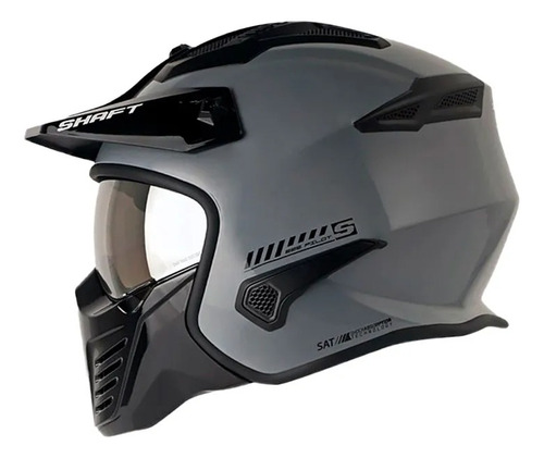 Casco Abierto Shaft 225 Pilot Solid Gris Negro Visor Silver 