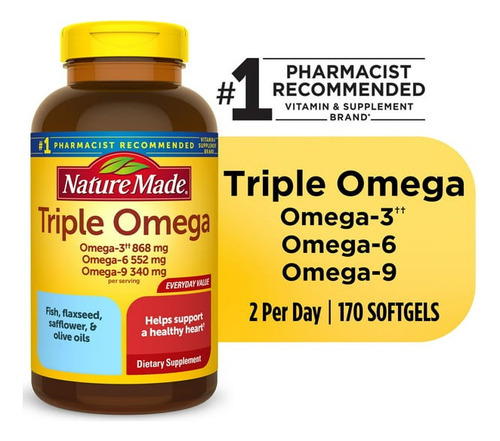 Triple Omega 3, 6 Y 9 Nature Made 170 Softgels Sabor N/a