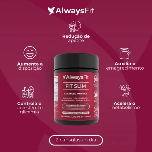 FitSlim Alwaysfit - Suplemento Alimentar com Cafeína, Carnitina