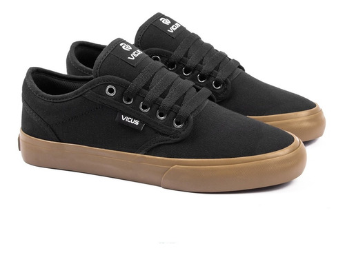 Zapatillas Vicus Folk Lona Negro Suela Caramelo