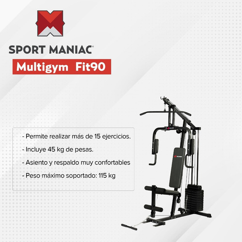 Imagen 2 de 4 de Multigimnasio Multigym Olmo 90 Con 45 Kg Pesas