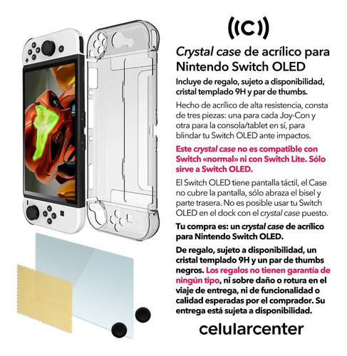 Imagen 2 de 8 de Protector Rigido Acrílico Para Switch Oled + Cristal + Gomas