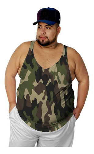 Camiseta Regata Oversized Masculina Estampada Plus Size Dry