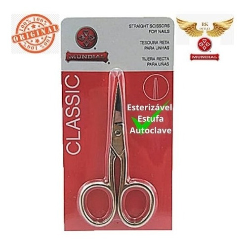 Tesoura Para Unhas Reta 9cm Classic Mundial Bc-422