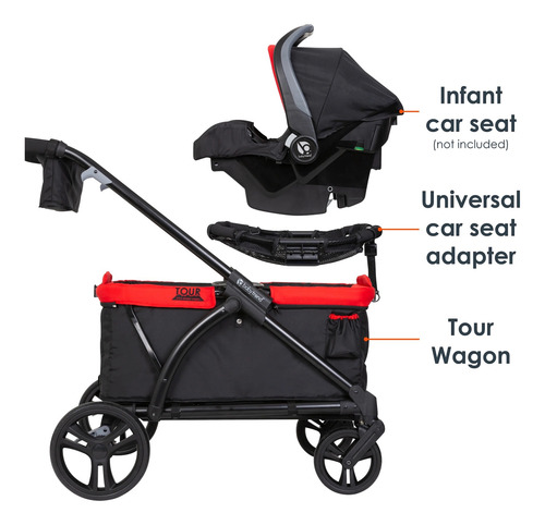 Carro Paseo Wagon Y Coche Doble Muv Expedition 2 En 1 Red