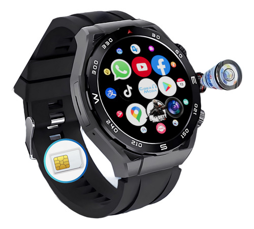 Smartwatch Android Sim 4g 5g Apps Maps Playstore Camara Gps Negro