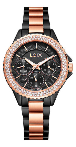 Reloj Loix Loix Dama L1196-4 Negro Con Oro Rosa