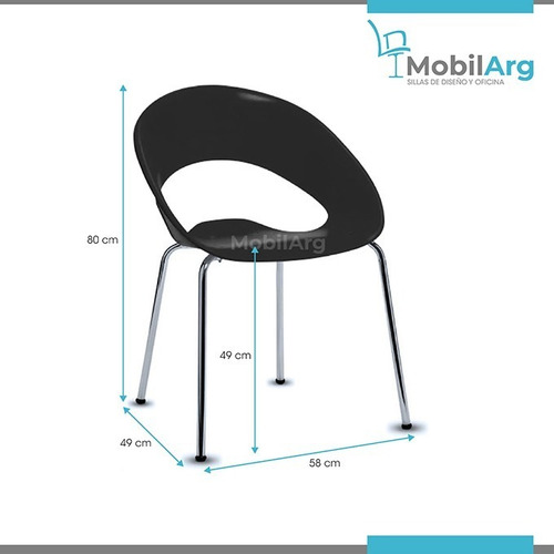 Imagen 4 de 8 de Silla One Comedor Cocina Hogar Heladeria Bar De Diseño Caño Cromado Apilable Casco Plastico Reforzado