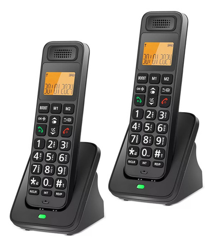 Teléfono Inalámbrico Con Lcd Para Casa Oficina Pack De 2