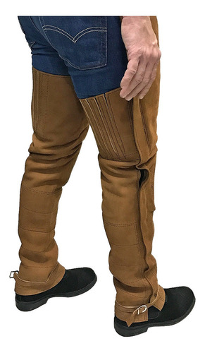 Imagem 3 de 6 de Calça Couro Nobuck Vaquejada Vaqueiro Profissional Completa