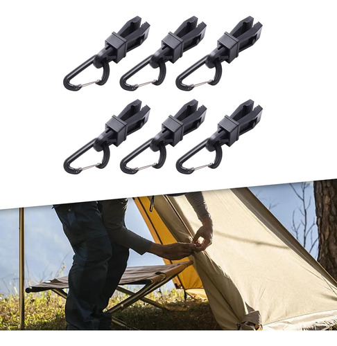 2 X 6 Pçs Grampos De Lona Com Mosquetão Clipes De Corda De