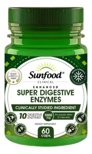 Super Digestive Enzymes 60 Cáps Sunfood  Original Envio24h