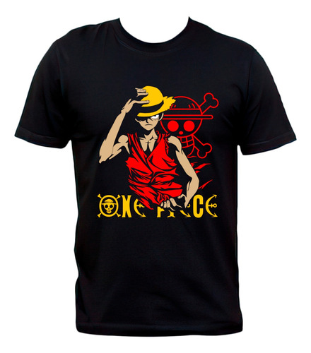 Remera Negra One Piece Monkey Animé