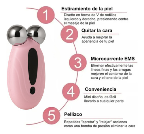 Mini Masajeador Facial Microcorriente Portatil Rejuvenecedor Rosa