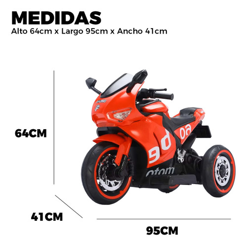 Moto Eléctrica Infantil 3 Ruedas Turbo 6v Gsx Rojo