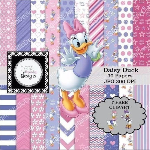 Kit Imprimible  Daysy Duck  7 Imagenes - 30 Fondos