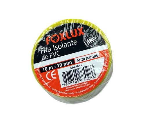 Fita Isolante Amarela 19mm Anti-chamas - Rolo Com 10 Metros