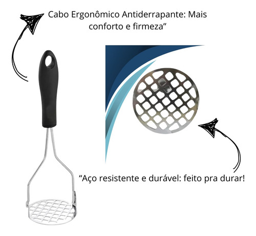 Amassador De Amassar Batata Legumes Cenoura Tomate Aço Inox