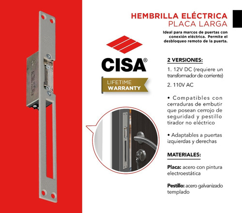 Imagen 4 de 6 de Hembrilla Eléctrica Cerradura Abrepuertas 12v Cisa