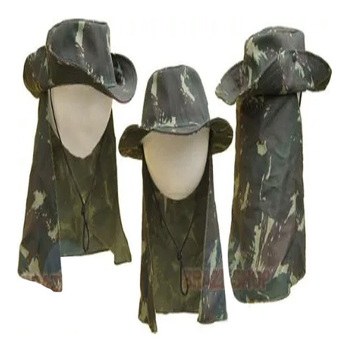 Chapeu Australiano Camuflado Protetor De Nuca Pesca Camping