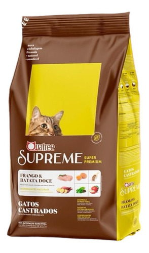 Kit 9pct Ração 1kg Quatree Supreme Gato Castrado Frango 9kg