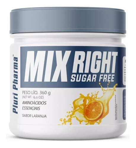 Suplemento Em Pó Pluri Pharma  Suplemento Mix Right Aminoácidos Mix Right Sabor  Laranja Em Pote De 360g