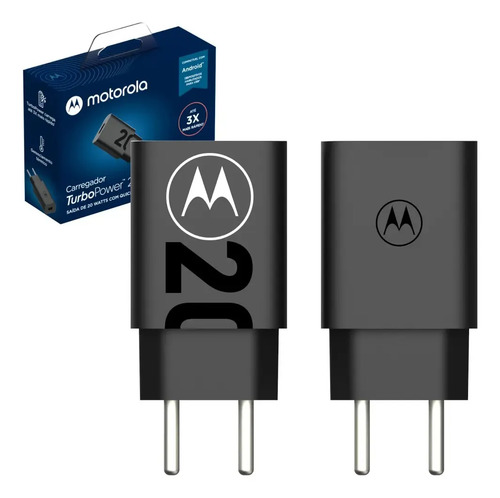 Carregador De Celular Motorola 20w S/ Cabo Moto G15 Cinza-escuro