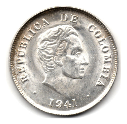 20 Centavos 1941 Bogotá Plata Sin Circular