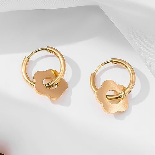 Pendientes Tipo Argolla Con Forma De Flor Plikin, Pendientes