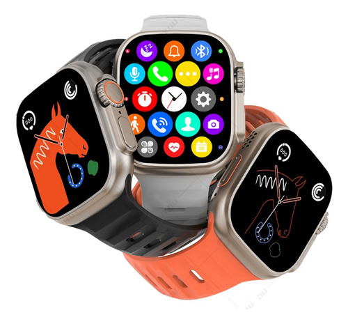 Relógio Digital Smartwatch Modelo S8 Ultra + 2023 Cor da caixa Prata - Pulseira Laranja