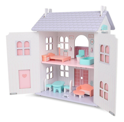 Imagen 2 de 5 de Casa De Muñecas Para Niñas Edufun De Madera 10 Pcs