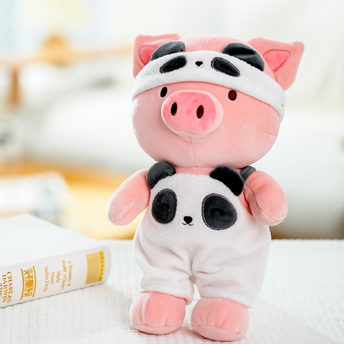 Miniso Peluche Cerdito Con Overol De Pandita Felpa 21x33 Cm