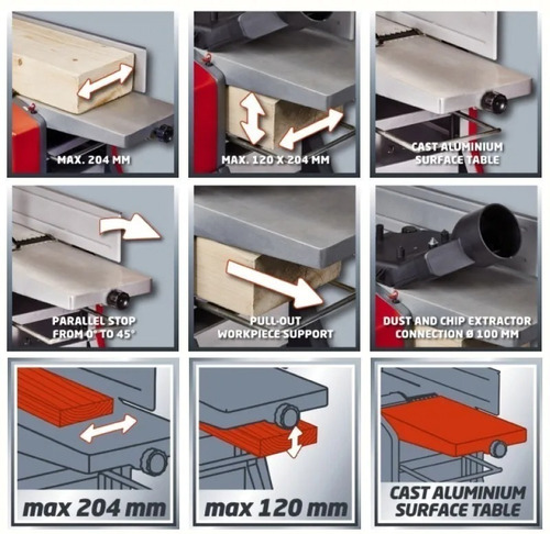 Imagen 5 de 7 de Cepilladora De Banco Cepillo Garlopa 1500 W Einhell