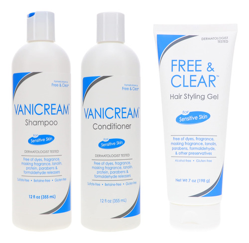 Free & Clear Champú 12 Oz  Acondicionador 12 Oz  Gel.