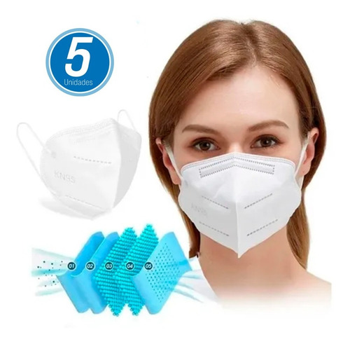 Kit 5 Máscara Respiratória Proteção Pff2 Kn95 Fda Anvisa