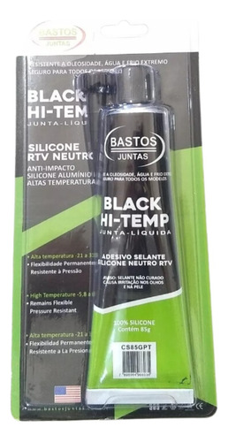 Junta Cola Silicone Bastos Alta Temperatura Preto 85 Gramas Cor Black