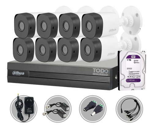 Kit Seguridad Dahua Cctv Dvr 8ch Fullhd + 8 Camara 4mp + 1tb