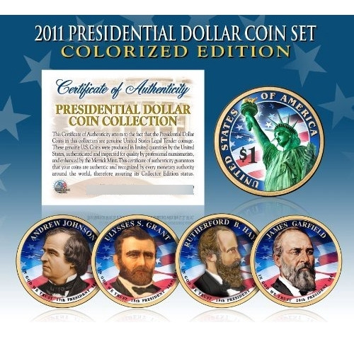 2011 Presidencial $ 1 Dólar Presidente Colorized 4-moneda Ju