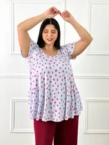 Comprar Remera Estampada Manga Corta Seda Fría Evase Mujer Verano