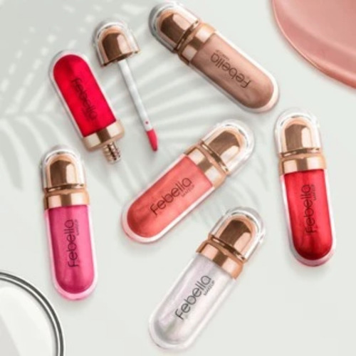 Gloss Labial Super Brilhante 3d Hidratante Maquiagem Febella