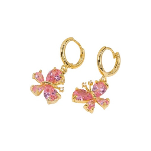 Aros Baño De Oro 18k Diseño Mariposas