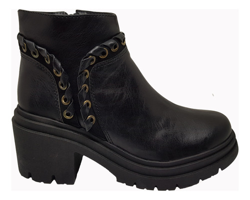 Bota Borcego Plataforma Tractor Botineta Cordones Mujer Base