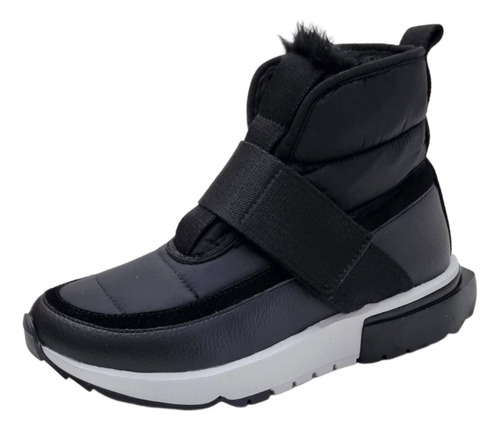 Bota Nylon Forrada Neve E Frio Velcro Solado Bicolor