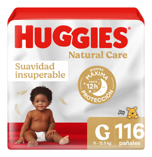 Pañales Huggies Natural Care - Paq 116 Un - Talla G