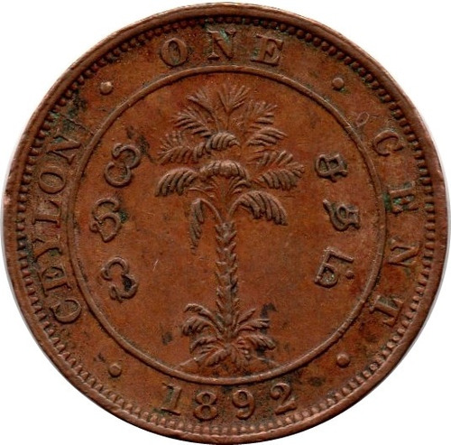 Spg Ceylon ( Sri Lanka Britanica ) 1 Cent 1892 Victoria (2)