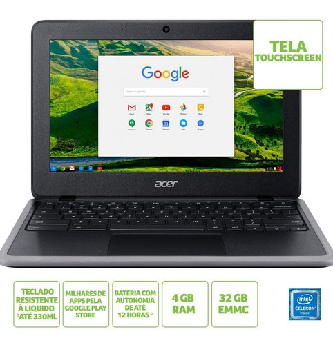 Chromebook Acer C733t-c2hy Intel Celeron N4020 4gb 32gb