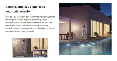 Cámara Seguridad Wifi Ezviz H8c Pro 5mp 360 Smart + Sd 256gb