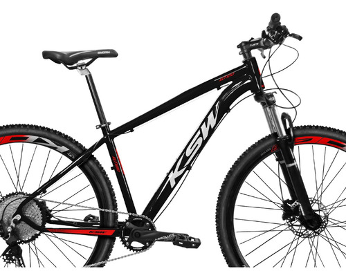 Bike Mtb Aro 29 Ksw Xlt100 1x12 Marchas Rx Com Trava Remota Cor Preto,branco,e Vermelho